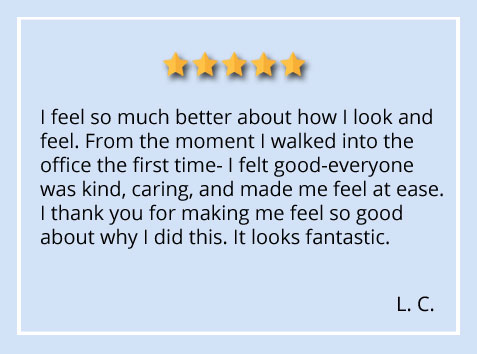 patient review about treatment done at our Manhattan, New York City office “I fell so much better about how I look and feel”