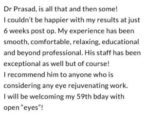 written review of patient who underwent upper blepharoplasty